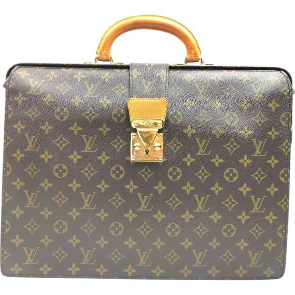 (L4) Authentic Louis Vuitton Business Bag Serviette Fermoir Brown Monogram Luxur - Picture 1 of 9